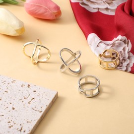 4PCS Scarf Ring Buckle for Women, X Shape Metal Scarf Clips Simple Cross Scarf Clip Bow Buckle Holder for Shawls, Neckerchiefs, T-Shirts, And Dresses (Gold, Silver)