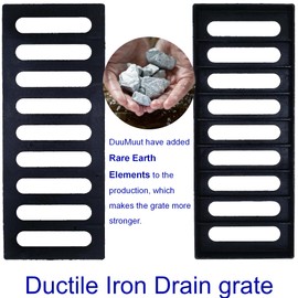 DuuMuut Cast Iron Drain Grate, 20x8 Outdoor Drain Cover, B Class Sewer Grate, Durable Heavy Duty Channel Grate, Black Rectangle Drainage Grate for Driveway, Concrete, Yard, Garage (19.7x7.9)