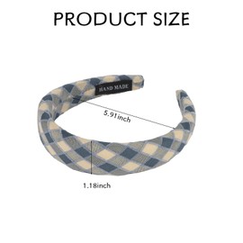 KEUKORZ Wide Plaid Headbands - 5Pcs Colorful Fabric Hairbands for Women’s Thick Hair - Fashion Accessories for Washing Face Makeup (5 Colors - Brown, Red, Yellow, Green, Blue)