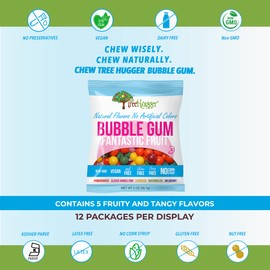 Tree Hugger Fruit Bubble Gum, 2 Ounce (Pack of 12)
