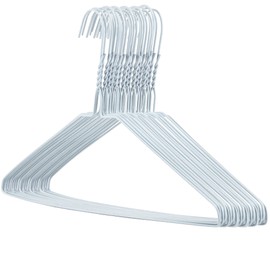 HANGERWORLD 20 Strong 41cm Metal 13 Gauge White Galvanised Wire Clothes Garment Trouser Bar Hangers.