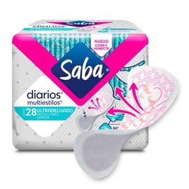 Saba Protectores Diarios Multiestilos Ultradelgados, 28 piezas