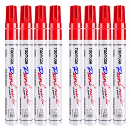 TOOMGGA Paint Pens Paint Markers Red - 8 Pack Permanent Markers Oil Based for Metal Wood, Paint Pens for Metal, Car Tyre,Plastic, Ceramic, Plastic, Canvas, Rock Painting, Glass, Craft Supplies