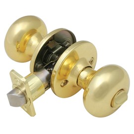 Design House 753277 Cambridge 2-Way Latch Privacy Door Knob, Adjustable Backset, Polished Brass