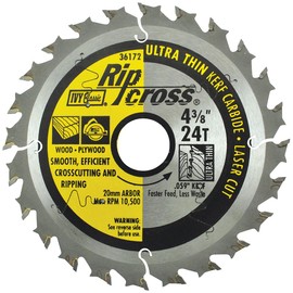 IVY Classic 36172 Ripcross 4-3/8-Inch 24 Tooth Thin Kerf Carbide Circular Saw Blade with 20mm Arbor, 1/Card