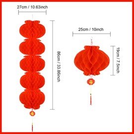 34 Pieces 10 Inch Chinese Red Paper Lanterns Festival Decorations for New Year, Spring Festival, Lantern Festival, Wedding and Restaurant