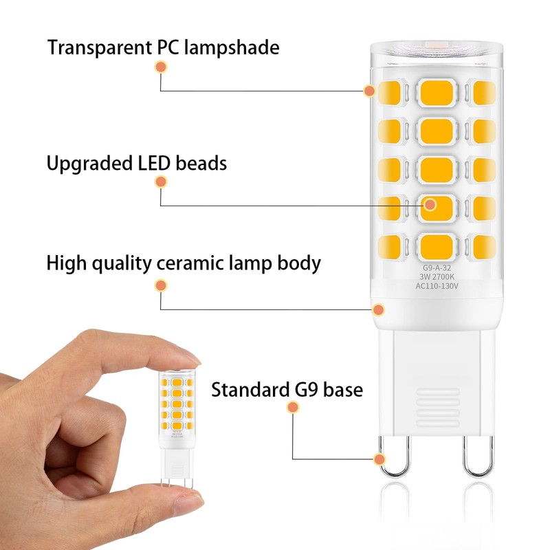 Ocixhbe G9 LED Bulb Dimmable 3W, T4 G9 4W Replacement