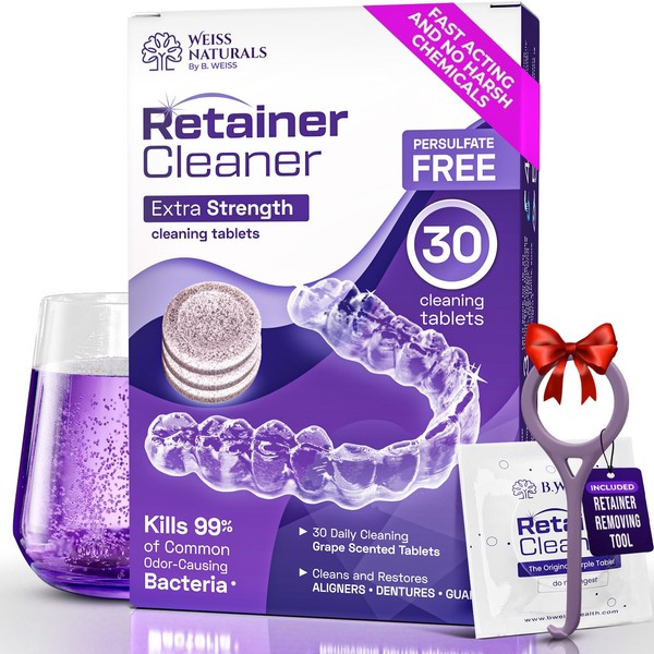 Weiss Naturals Retainer Cleaner Tablets, Invisalign Cleaner, Remove Stains, Odors