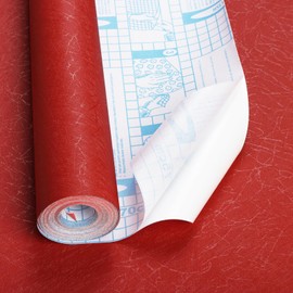 Safiyya Contact Paper Red Silk Wallpaper Textured Self Adhesive Wallpaper Peel and Stick for Bedroom Solid Color Decorative Wall Paper Vinyl Rolls 78.7"x 17.3"