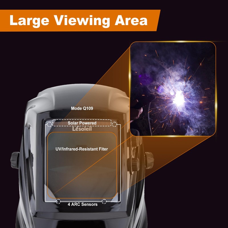 LESOLEIL Automatic Welding Helmet, Solar Large View Welding Mask with