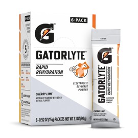 Gatorlyte Powder Cherry Lime, makes 16.9oz serving, net weight 3.1 oz (Pack of 6)
