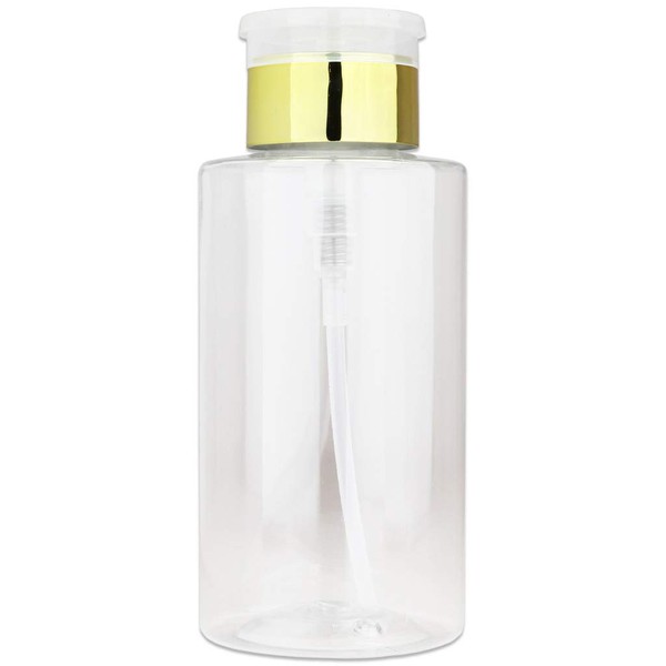 PANA Brand Liquid Push Down Pump Dispenser Empty Bottle with Flip Top Cap (10 Ounce - 1 Bottle, Gold)