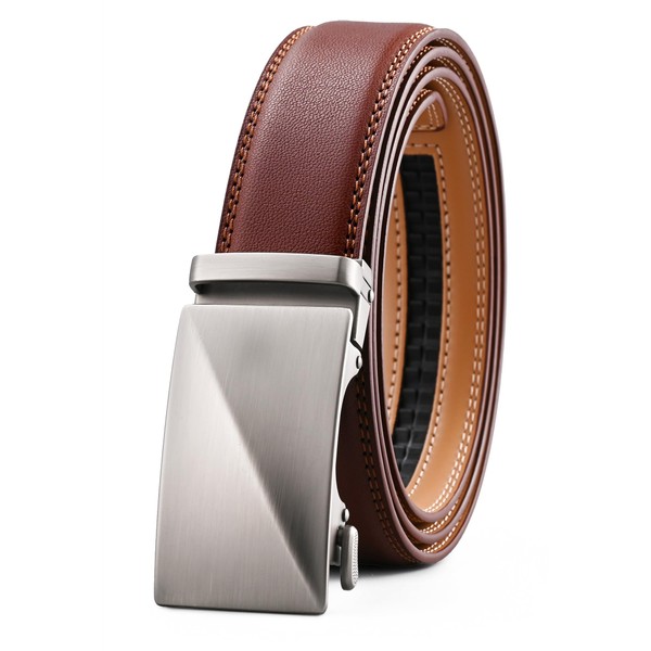 KUULIMEE Men's Ratchet Leather Belt for Men Suit Business Jeans,