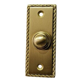Adonai Hardware Rectangular Georgian Brass Bell Push or Door Bell or Push Button (Satin Brass)