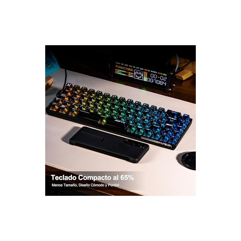 TERPORT Teclado Mecánico Transparente de RGB Retroiluminación, Z11 E158 Teclado