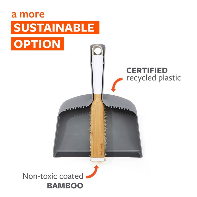 Full Circle Clean Team Brush & DustPan Set, White &