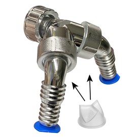 Double Hose Nozzle for Polyethylene Flush-Mounted Device Siphon with Backflow Preventer for Connections 3/4 Inch and 1 Inch Chrome-Plated