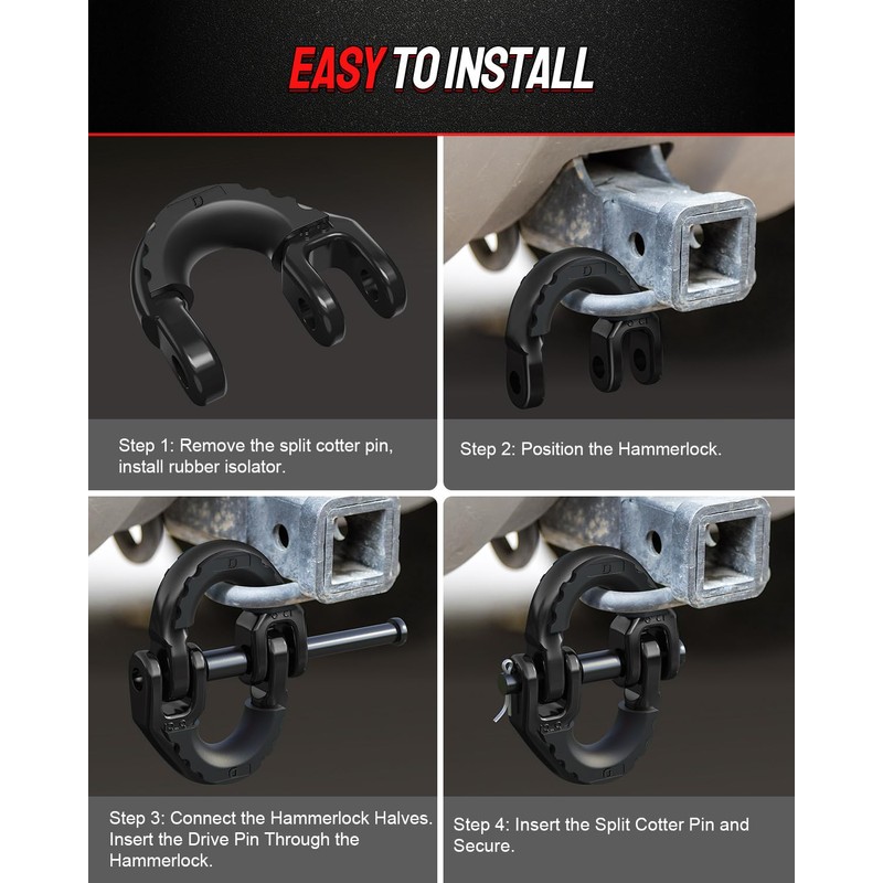 DAYDOOR 1/2" Trailer Safety Chain Hooks,G80 Safety Chain Shackle,12000 lbs