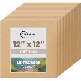 CALPALMY 24-Pack MDF Board 1/8 Inch Thick 12" x 12" Unfinished Wood Panels, 3mm Thick Medium Density Fiberboard Wood Boards for Crafts, Painting, Carpentry, Engraving, Interior Design, and More