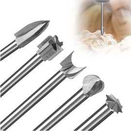 5 Wood Carving Sets for Dremel Quick Engraving Steel Drill Bits for Wood 1/8 Inch (3 mm), Metal Cutter for Engraving, Carving, Micro Sculpture and DIY, Rotary Tools and Drill Bits