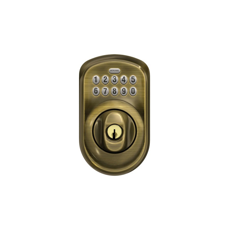 Schlage BE365 V PLY 609 Plymouth Keypad Deadbolt, Electronic Keyless