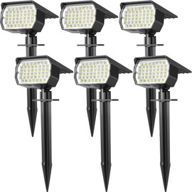 WENATY Solar Spot Lights Outdoor Waterproof IP65, 6 Pack Landscape Spotlights with 46 LEDs, 3 Modes Auto On/Off Solar Powered Flood Lights for Outside Pathway, Yard, Garden, Walkway (Cool White)