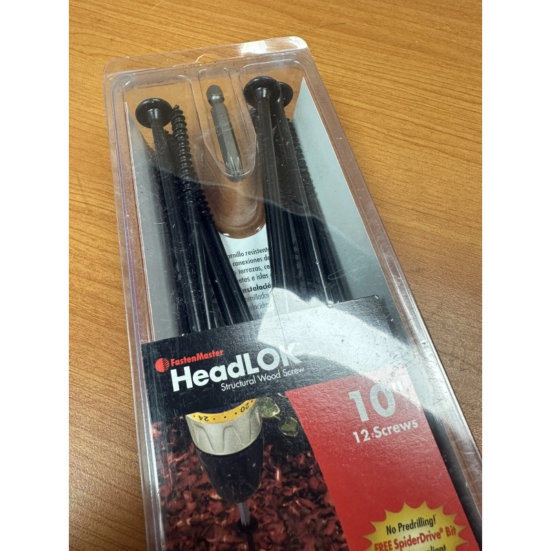 FastenMaster FMHLGMO10-12 HeadLOK Black Steel Wood Screws 10" 12-Pack