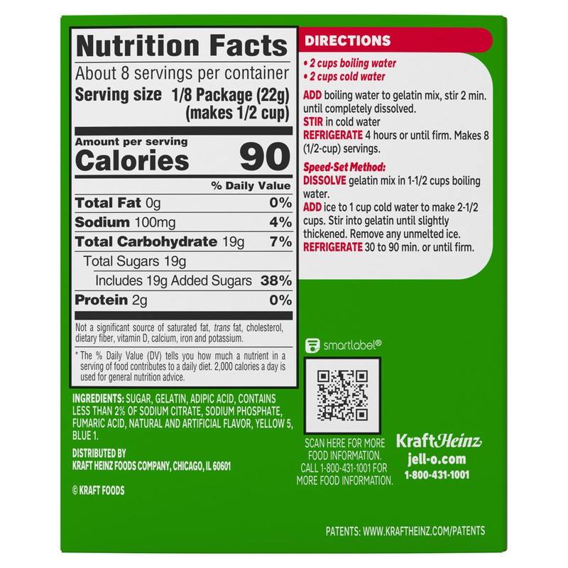 Jell-O Lime Gelatin Dessert Mix, Family Size, 6 oz Box