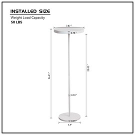 DREAMODERN Round Drink Table Small End Table, Side Table Weighted Base Pedestal Table Martini Table Cocktail Table for Living Room Bedroom Small Spaces Sofa Couch Chair - White