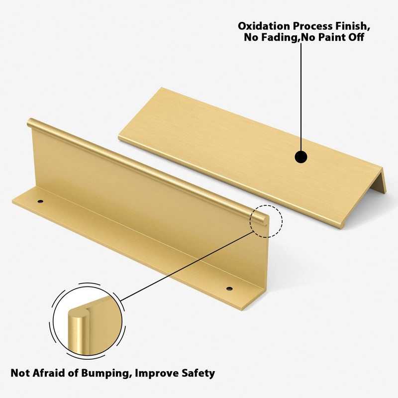 Peaha 10 Pack Cabinet Handles Brushed Brass Kitchen Drawer Pulls