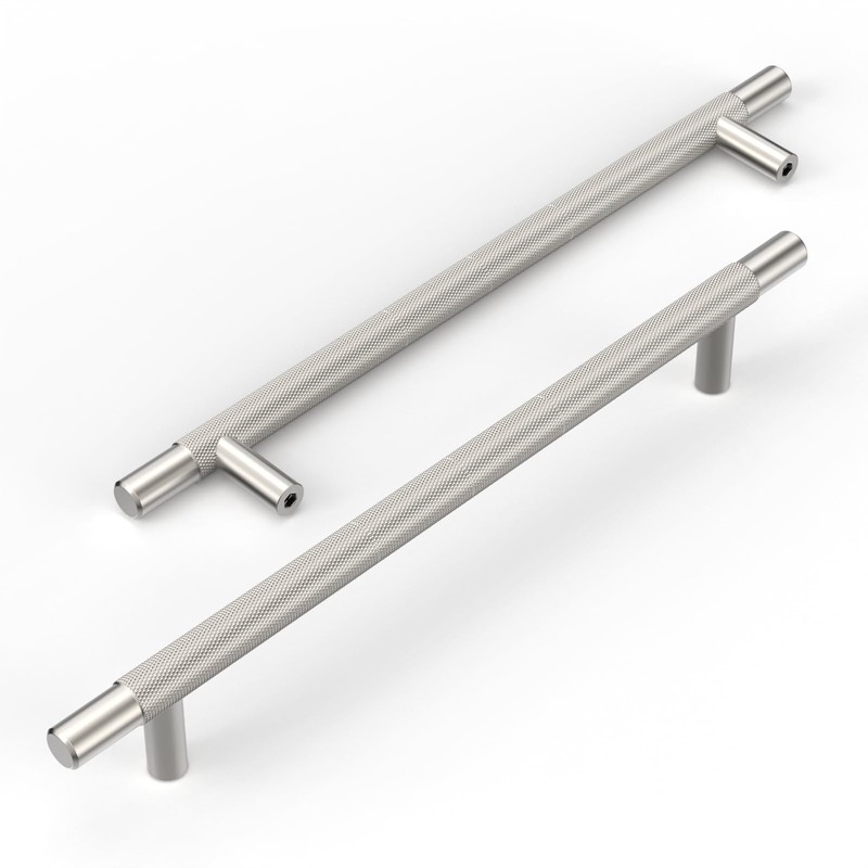 10 Pack Brushed Satin Nickel knurled Cabinet Pulls,6.3 Inch(160mm) Hole