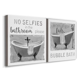 Renditions Gallery No Selfies in the Bathroom Wall Art, Premium Gallery Wrapped Canvas Decor, Ready to Hang, 40 in H x 40 in W, Made in America Print