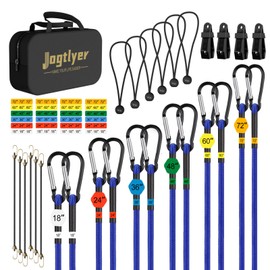 Jogtlyer Blue Bungee Cords with Hooks 29Pcs Carabiner Bungee Cords Heavy Duty Outdoor Bungee Cord Assorted Sizes Set 18"24"36"48"60"72" Bungie Cords.Bungie Balls Straps.mini Bungie Cords Tarp Clips