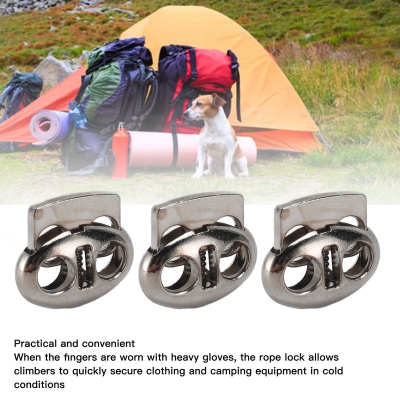30pcs Metal Cord Lock End Toggle Double Hole Spring Stopper