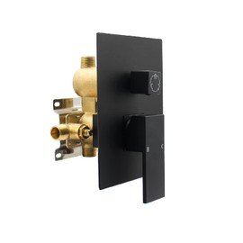 Drettyer Matte Black Concealed 3 Way Outlet Function Shower Diverter Valve Brass Flow Control Mixer Mixing Rough-In Shower Valve Kit