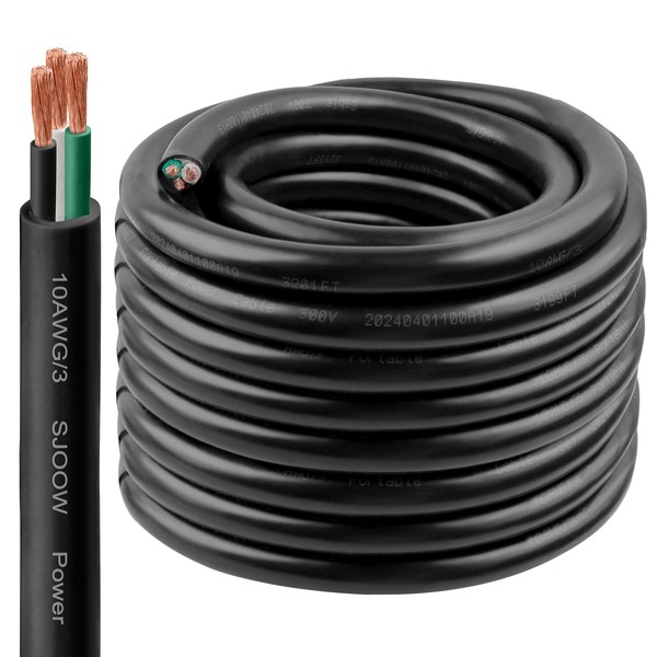 10/3 SJOOW Wire 50FT, 10 AWG 300V SJOOW Bulk Cable,
