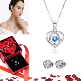 VENXPON - Regalos Para Mujer,collar Y Aretes Corazón Mujer Con Caja