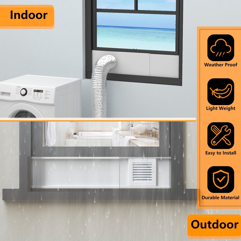LBG Products Dryer Vent Window Kit with Weather-proof Louvered Vent