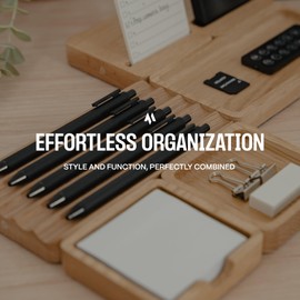 COREMINDED Modular Office Desk Organizer Tray Set-Wooden Desk Organizer, Solid Wood Desk Tray Organizer with Felt - Desktop Organizer Wood Desk Accessories-Set A