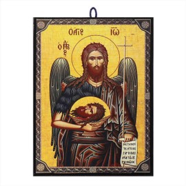NKlaus Icon John the Baptist 9.7 x 13.5 x 1.2 cm Christian Icon Orthodox from Greece 1020
