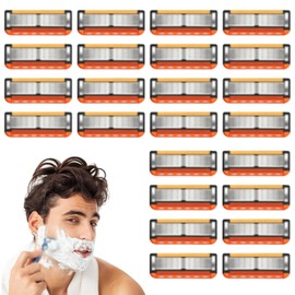 24 Pezzi Lamette Fusiionn 5,Lamette da Barba per fu-si-on 5,fu-si-on 5 Ricariche,Adatto per rasoio per fu-sii-on 5, per Rasoi Bagnati, Cura Della Barba Uomini.