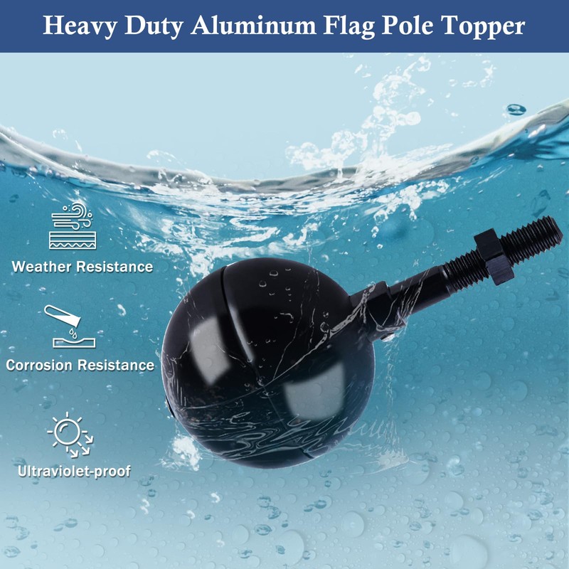 NQ Flag Pole Ball Topper Ornament - Flagpole Top Replacement,