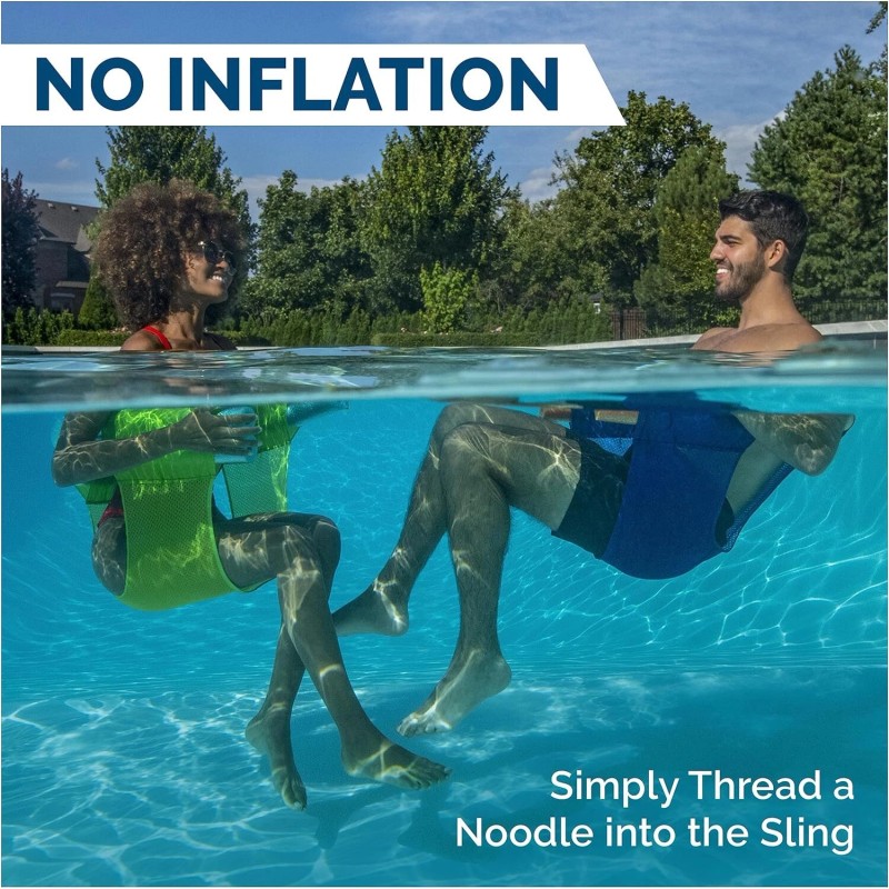 Swimways Noodle Sling Floating Pool Chair Mesh Seat Green Blue