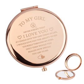 LAOTIDui Daughter Gifts from Mom Dad,Daughter Birthday Gifts,Gifts for Her, for Daughter,Daughter in Law,Beauty Gifts for Women,Small Mirror for Purse,Traveling Makeup Mirror,Rose Gold Mirror