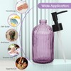 Topsky Stripe Glass Soap Dispenser with Black Plastic Pump, 400ml