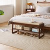 Aibiju Shoe Rack Bench with Cushion, 2 Tiers Wood Shoe