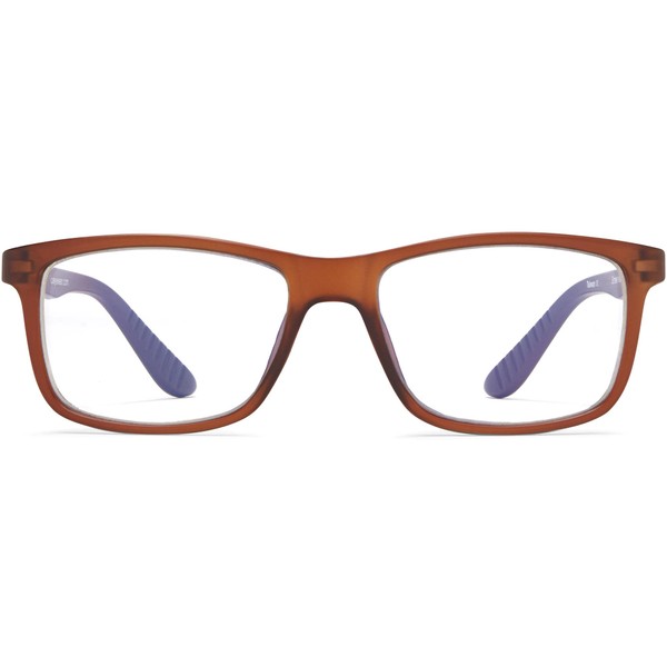 ICU Eyewear Screen Vision Blue Light Filtering Eyeglass - Matte Brown Clear - Andy