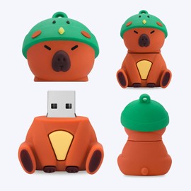 BORLTER CLAMP 16GB USB Flash Drive Cute Flash Drive in the Shape of a Capybara (Kingfisher Hat) Memory Stick Novelty USB Thumb Drive Pendrive Gift for External Data Storage