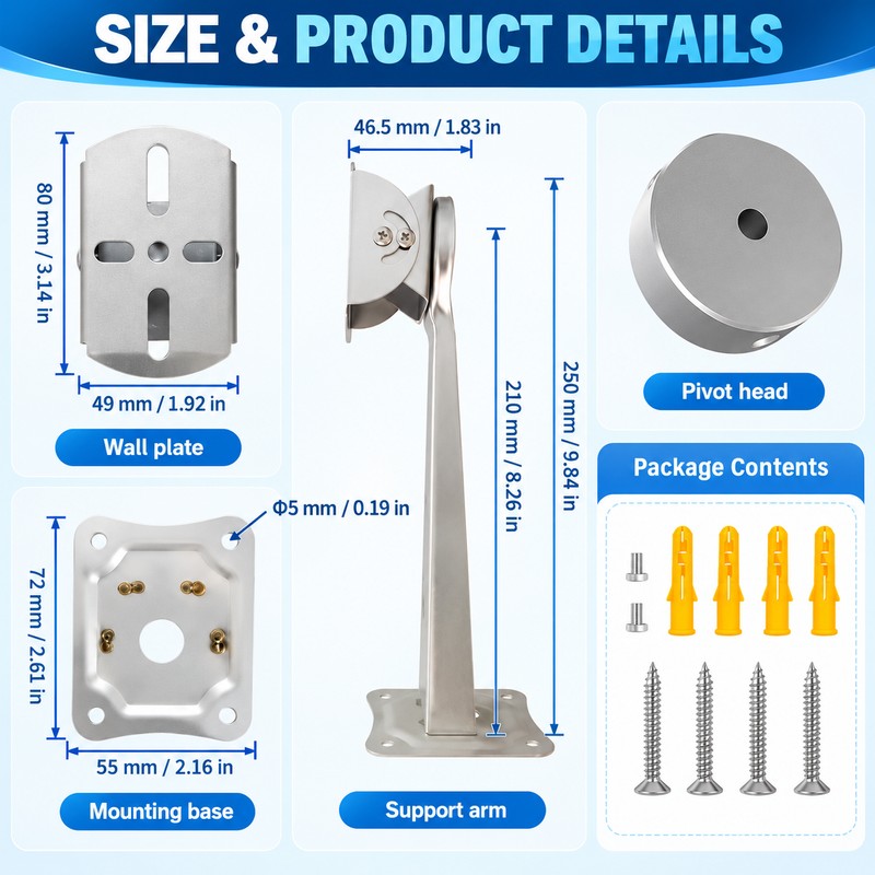 Adjustable Wall Mount Bracket for Starlink Mini SPX-04176000-501 – Silver