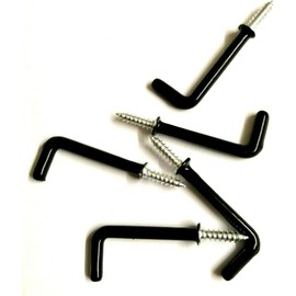 Plastic Coated Square Dresser Hooks - Ceiling Hooks - Screw Hooks - Black, Pack of 10 (50mm)